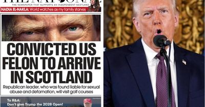 The National's front page as Donald Trump set to arrive in Scotland