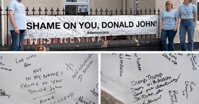 Anti-Donald Trump banner unveiled near mother's birthplace ahead of Scotland trip