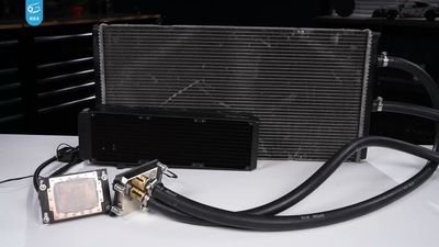 AMD's mighty 96-core Threadripper Pro has been overclocked with a car radiator and some big ol' beefy fans, and I am remarkably satisfied