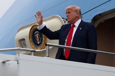 US President Donald Trump arrives in Scotland
