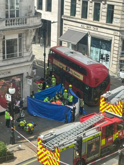 Regent Street crash: Fears pensioner 'could lose both legs' after being hit by bus in central London