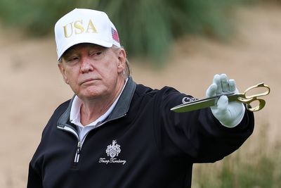 Donald Trump opens new golf course in Scotland before returning to US to ‘put out fires all over the world’