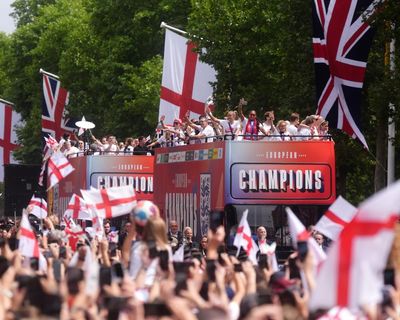 ‘Lionesses hear the roar’: 65,000 England fans celebrate Euros win in London