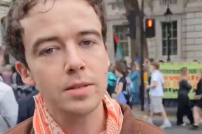 Black Mirror star joins ‘stop starving Gaza’ emergency protest outside Downing Street