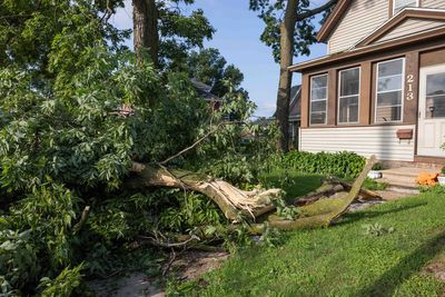 A derecho with at least one 99 mph gust swept the Upper Plains and Midwest, the weather service says