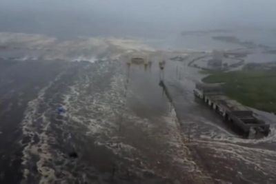 Drone footage shows tsunami waves flood Russian coastal town after huge earthquake