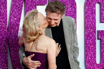 Liam Neeson opens up about filming ‘strange’ sex scene with Pamela Anderson on Naked Gun as romance rumours swirl