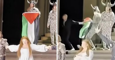 Activists challenge theatre over Ukraine support after Palestine flag snatched