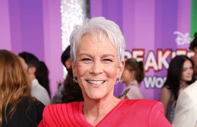Jamie Lee Curtis reveals an elevated solution for what to wear to the airport in soft black tailoring and crisp white trainers