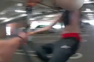 Moment reckless teenage cyclist performing wheelie towards officer tackled to ground