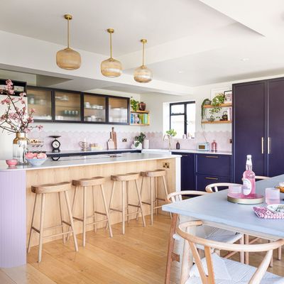 Employing blush pink as a neutral, this kitchen shows how to use a bold colour in a totally liveable way