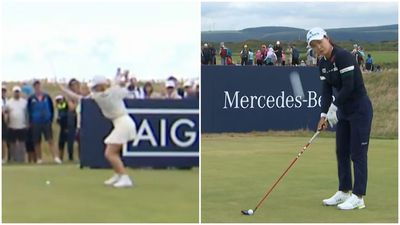 Watch Moment Wayward Charley Hull Tee Shot Almost Hits Minjee Lee At AIG Women's Open