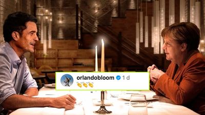 Orlando Bloom Addresses Katy Perry & Justin Trudeau Via AI Meme Of Angela Merkel Date