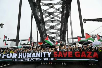 Assange Joins Pro-Palestinian Protest On Sydney Harbour Bridge
