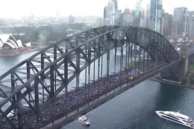 Sydney Harbour Bridge shut as nearly 100,000 join ‘historic’ pro-Palestine march
