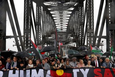 Tens of thousands join pro-Palestinian march over Sydney Harbour Bridge