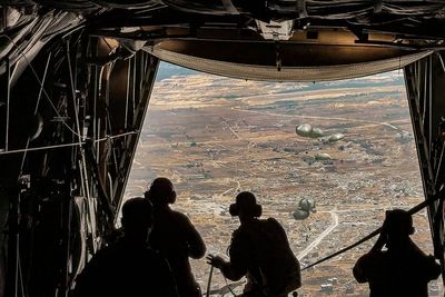Inside the aid drops onto Gaza’s torched ruins – with the starving too weak to fight for food