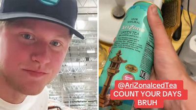 ‘I’ma carry a clear glass cup with me EVERYWHERE I go’: Man opens Arizona Green Tea he bought at Newark Airport. Then he looks inside