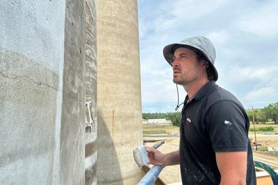 An Australian artist is creating a massive mural in the middle of a small North Dakota town