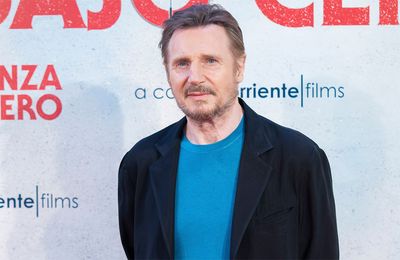Liam Neeson supports Pamela Anderson at final play performance