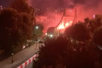 Watch: Illegal firework display on Hammersmith Bridge sparks blaze at nearby school