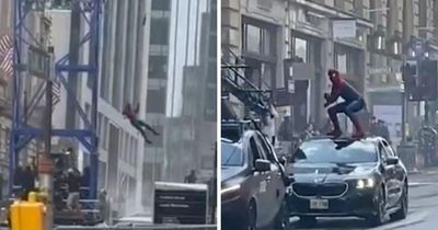 Spider-Man wows crowds with stunts during blockbuster filming on city streets
