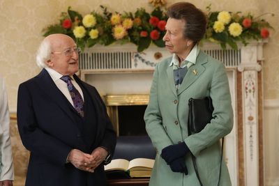 Irish president meets Princess Royal at his official Dublin residence