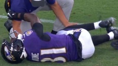 Ravens Rookie CB Has Air Cast Put on Leg After Brutal Preseason Injury