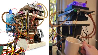 Inventor caffeinates liquid cooling with coffee-cooled Coffeematic PC — computer built on old 1980s appliance runs completely fine despite the hot drink running through its radiators
