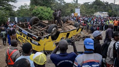 At least 21 killed after bus carrying people back from funeral crashes in Kenya