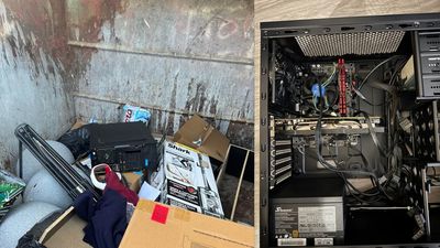 Fully working PC fished out from a dumpster and rehabbed — trash-binned system can still run Linux and light games