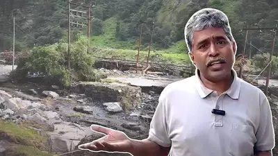 Reaching Dharali means climbing mountains and crossing a disaster
