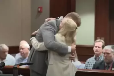 Moment woman hugs her husband’s killer in court after hit-and-run guilty verdict