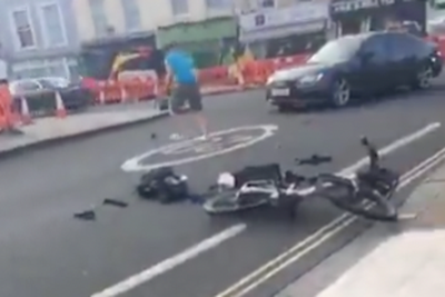 Police investigate as traffic vigilante CyclingMikey flings bike in front of car travelling through no entry zone