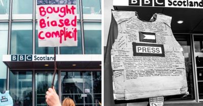 BBC accused of 'building consent for genocide' during protest outside Glasgow HQ