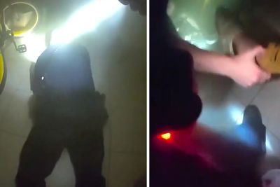 Dramatic moment police save man from burning Florida home by dragging him out by his ankles