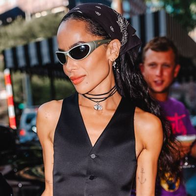 Zoë Kravitz Swaps Track Shorts for Fall 2025's Wide-Leg Trousers Trend