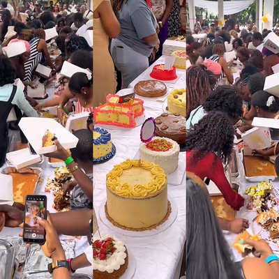 'Mind You, These Are Adults!': Cake Picnic Lagos Slammed After Attendees Start Grabbing Food With Bare Hands