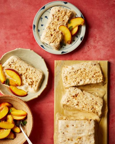 Helen Goh’s recipe for honey and almond semifreddo with nectarines