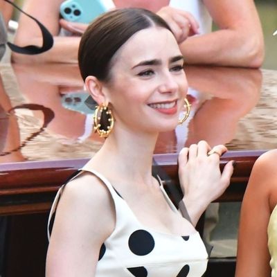 Lily Collins Embraces the Celeb-Beloved Polka-Dot Trend in Two Very Different Outfits on the 'Emily in Paris' Set