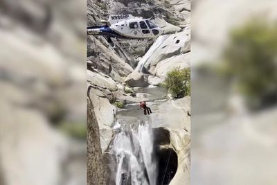 Stranded man trapped in California waterfall for two days airlifted to safety