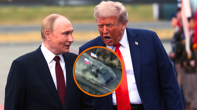 ‘Is this what you voted for?’: Russia celebrates Trump defeat with military vehicle assaulting Ukraine while flying Russian and American flags