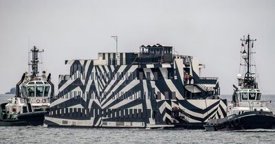 What is the 'Zebra-striped' ship spotted in the Firth of Forth?