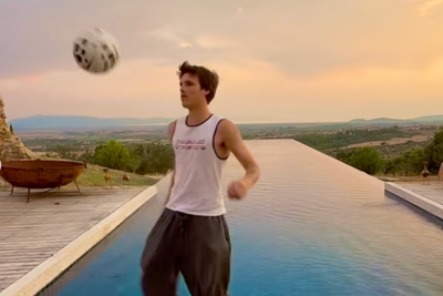 Cruz Beckham channels dad David’s skills with poolside football tricks