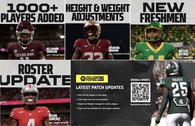 College Football 26 Roster Update Adding 1,000+ Players Tomorrow, August 21