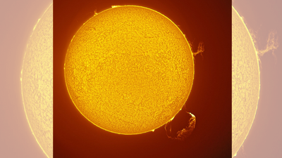 Jaw-dropping photo captures solar tornado and gigantic plasma eruption raging on the sun at the same time