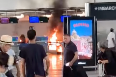 Chaos at Milan airport after man sets fire to check‑in desk