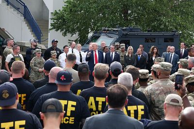 Trump visits police, troops in DC after suggesting he would patrol streets - Roll Call