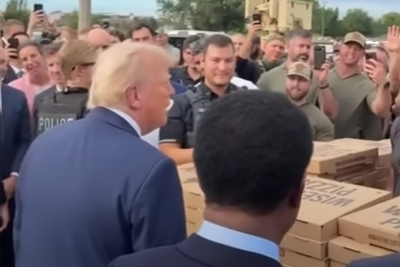 Trump hands out pizzas to National Guard troops as he claims DC now ‘a different city’
