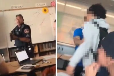 Dramatic footage shows armed police bursting in classroom to arrest student